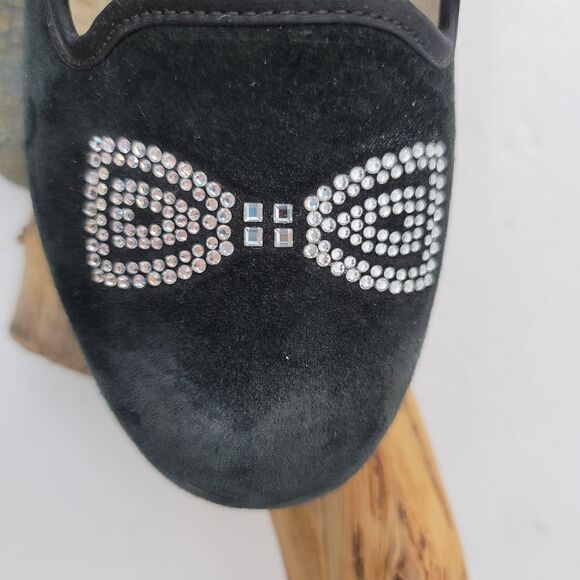 Ugg black suede flats rhinestone bow - Picture 8 of 12